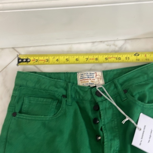 NWT Free People SR vs. Sandrine Rose women 27 green cotton/flax jeans very soft - Picture 7 of 11